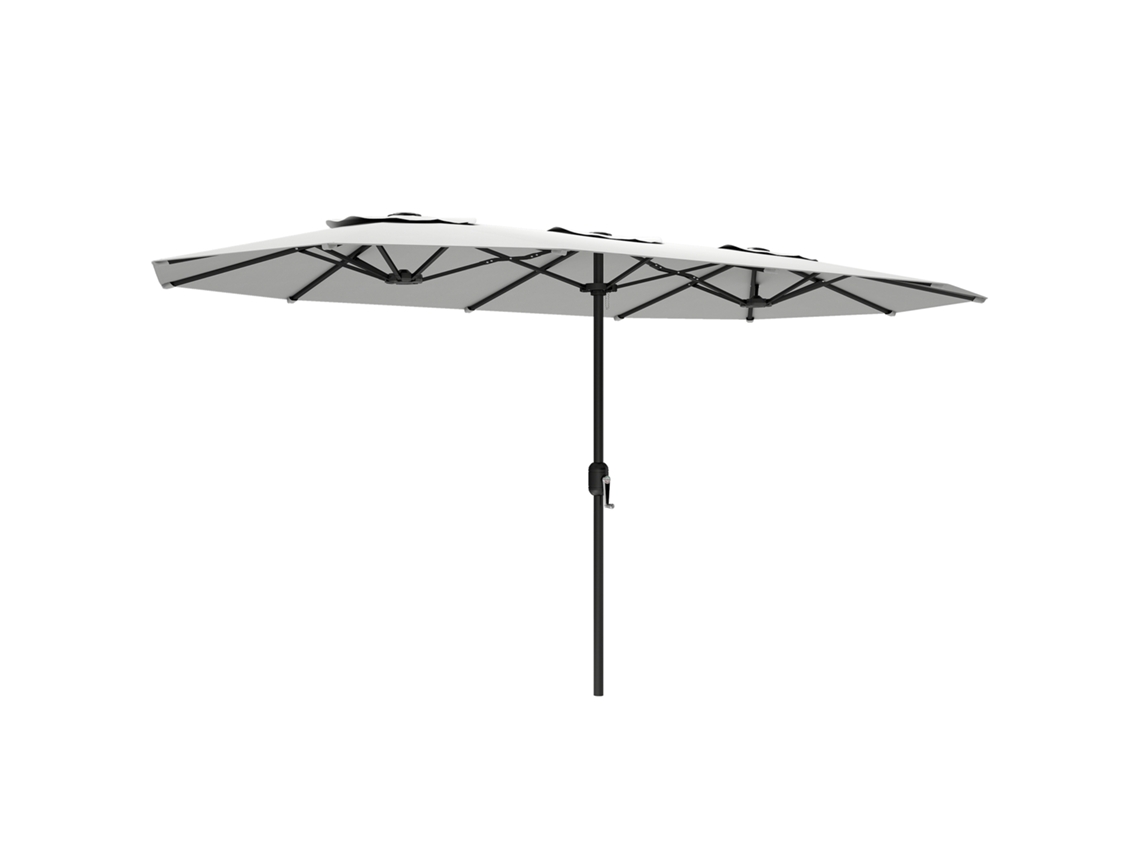 Chapéu De Sol Duplo 4,6x2,6 M Chapéu De Sol De Exterior Com Manivela Manual Proteção Uv50+ Capa Protetora Branco
