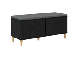 Banco de Hall com Almofada Carvalho Preto 60x38x46 cm MAISON EXCLUSIVE