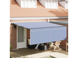 Vidaxl Toldo Retrátil Azul E Branco 400 × 300 Cm Poliéster E Alumínio