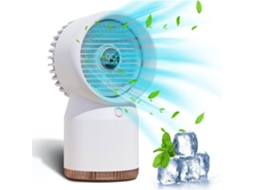Ventilador pequeno com 3 temporizadores e 4 velocidades, climatizador evaporativo e luz noturna para casa e escritório. Brilvibera