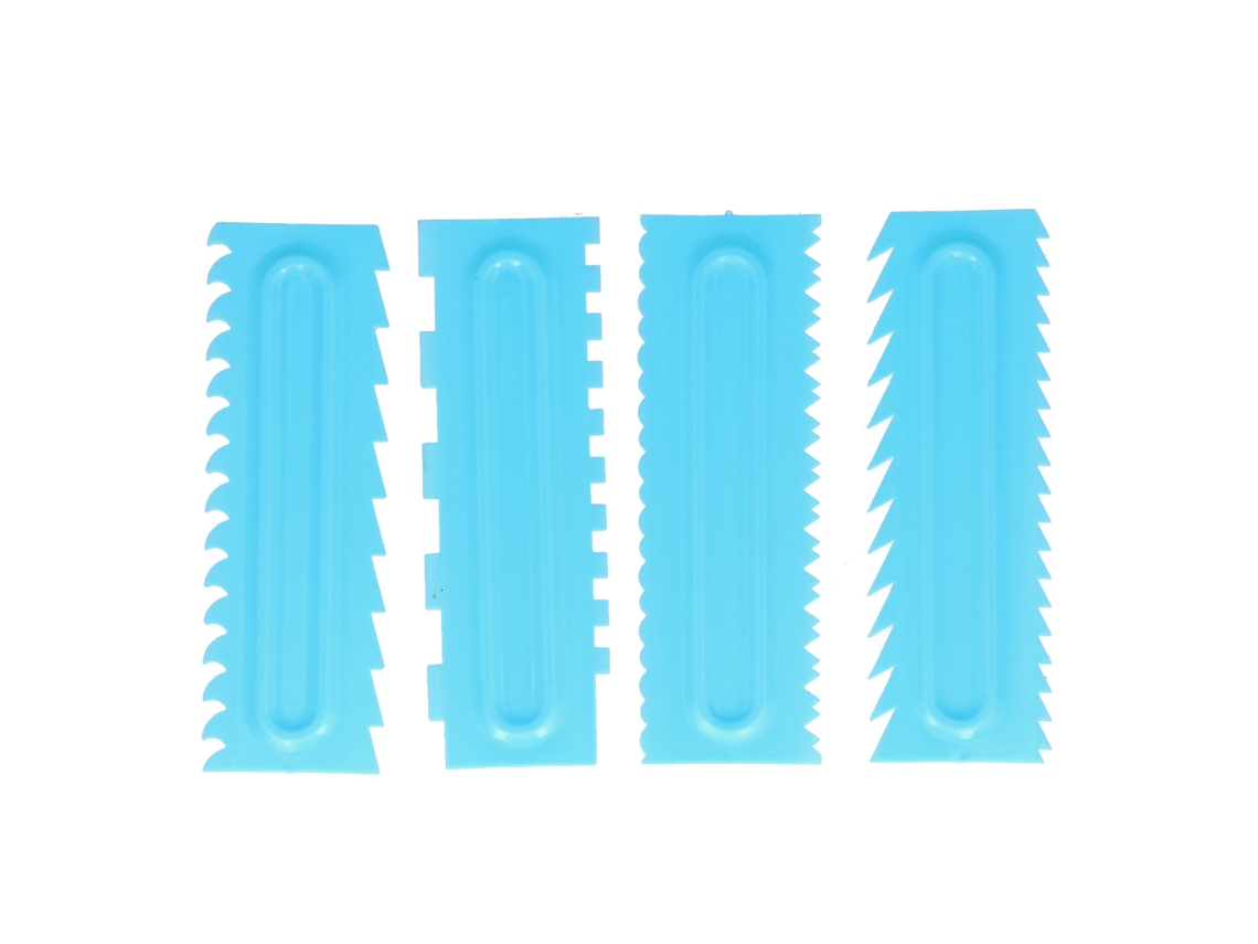 4pcs Rasca Creme S/MARCA, para Decoração de Bolo, com Ferramentas de Plástico Azul
