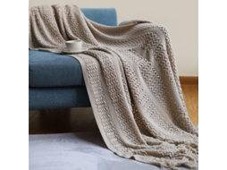 Manta Xadrez para Sofá Toalha de Tricô com Franjas Mesa Tapeçaria Decoração Casa e Cama, Macio, Quente, Ideal