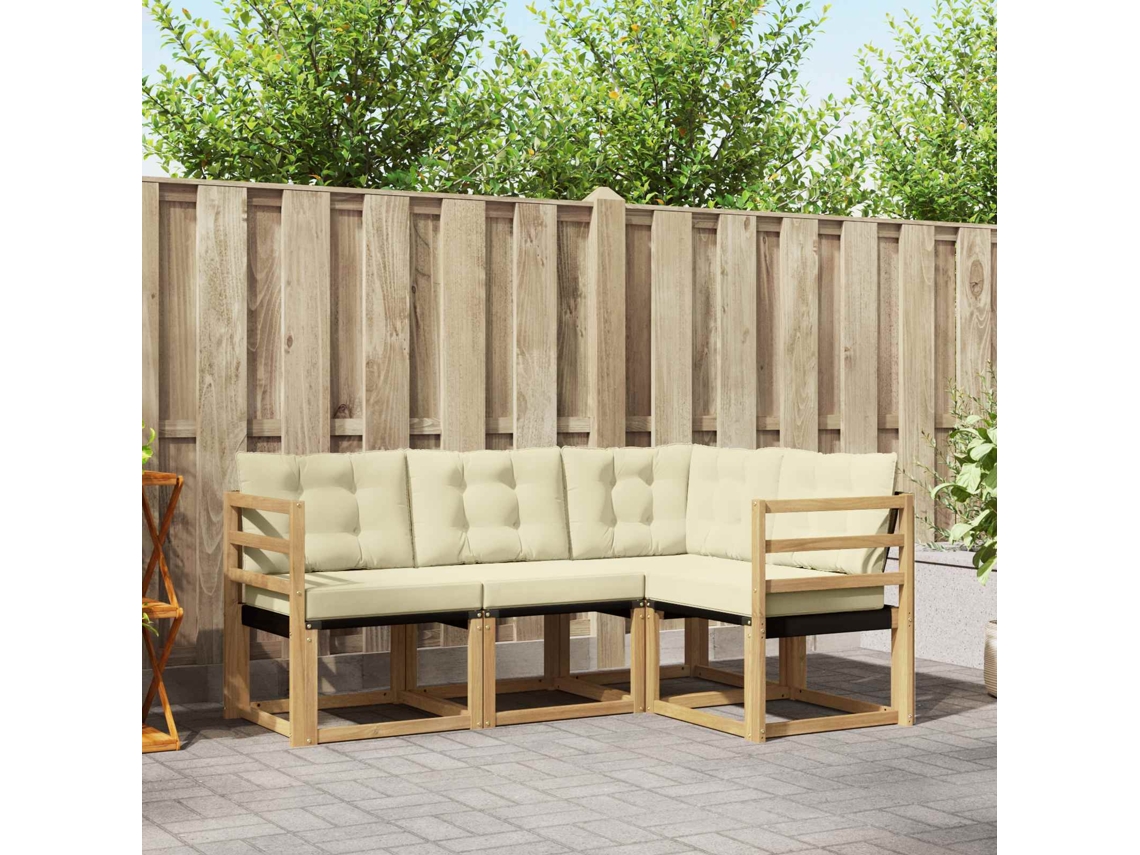 Vidaxl Conjunto De Sofás Para Exterior 4 Unid. Branco E Creme