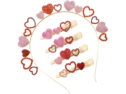 1 Conjunto De Presilhas E Tiara Em Formato De Coração Brilhante Para Acessórios De Cabelo Do Dia Dos Namorados