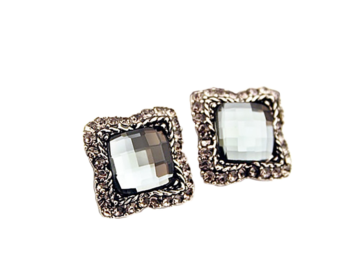 Brinco De Ouro Retro Cristal