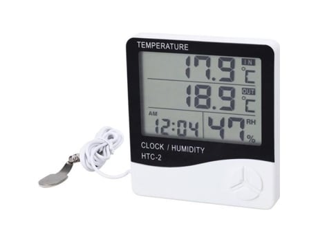 Termômetro digital LCD interno Higrômetro testador de umidade Relógio presente NF HEALLILY
