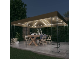 Vidaxl Gazebo Com Cordões De Luzes Led 3x4 M Cinza-acastanhado