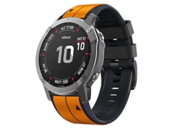 Lurelia Garmin Fenix 7x Solar Pulseira De Silicone 22mm Laranja Preto, Acabamento Moderno