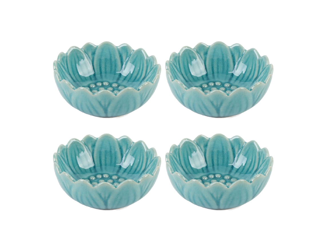 4 Peças De Pratos Cerâmicos Para Aquecedor De Óleo Com Padrão De Gelo Crackle, Portavelas E Difusor, Azul Celeste