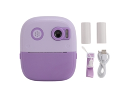 Câmera Instantânea para Crianças 2.4 Polegadas Tela Hd Ips 1080p Lentes Duas Impressão Automática Brinquedo Roxo