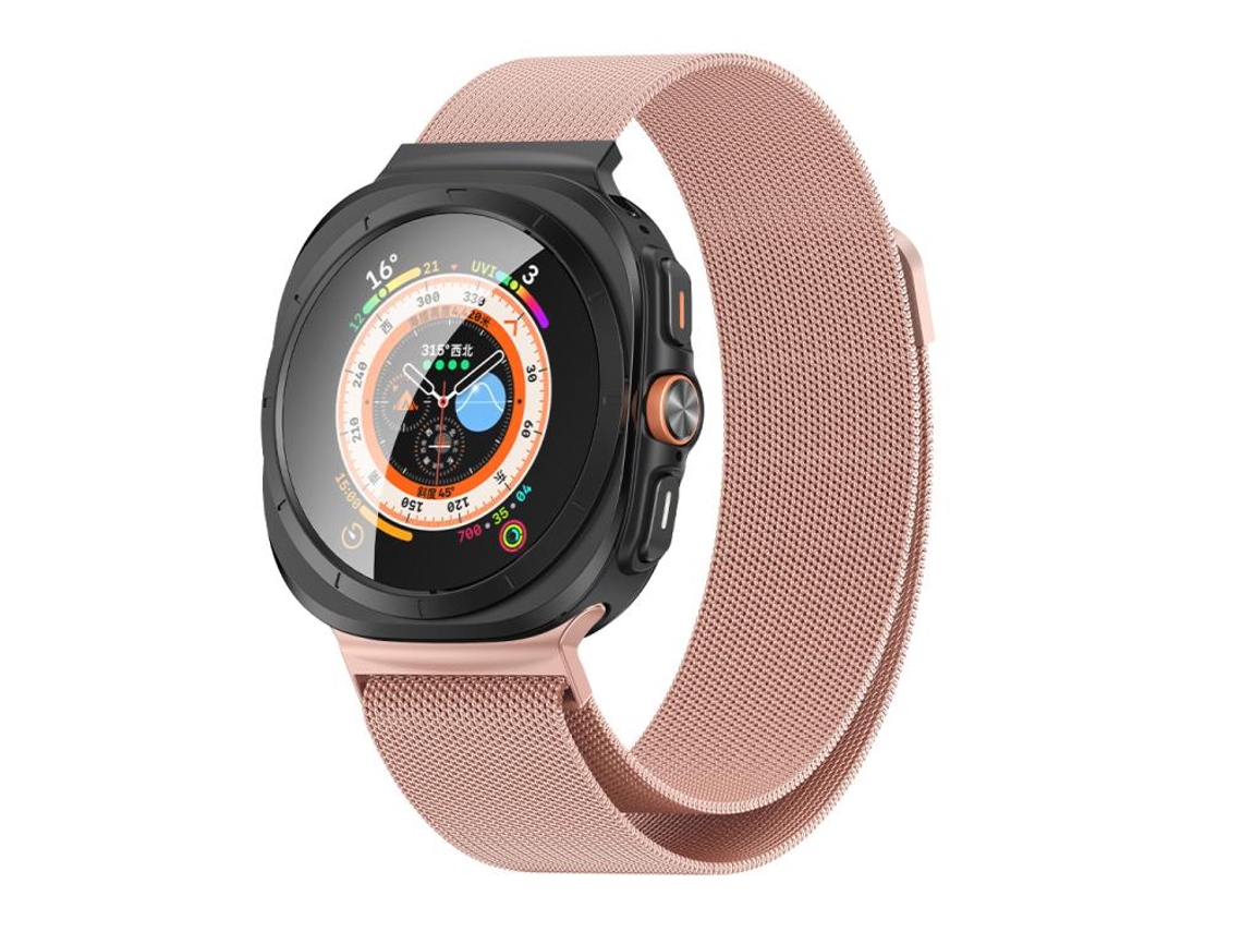 Bracelete Para Samsung Galaxy Watch Ultra - Aço Inoxidável Milanês (47mm) - Rosa