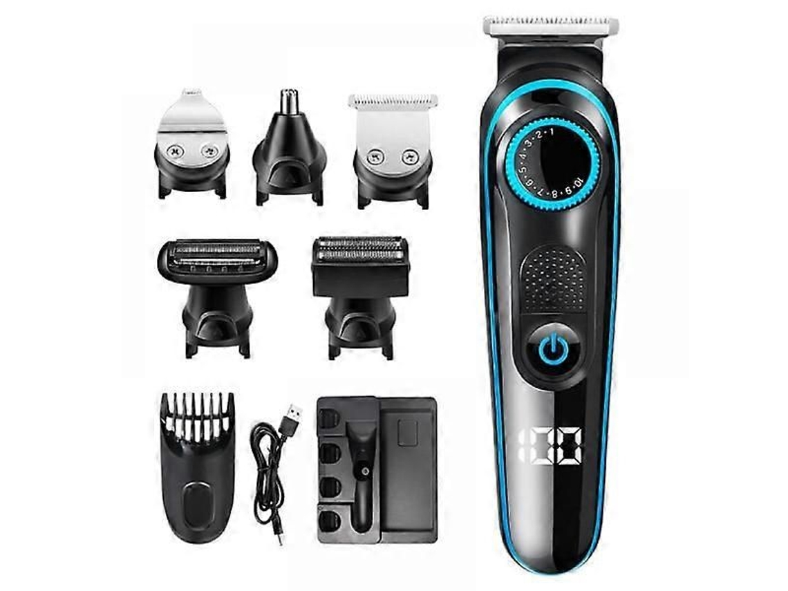 Máquina De Cortar Cabelo Profissional 5 Em 1, Aparador De Barba Elétrico Com Visor, Sem Fio, Recarregável Via Usb E À Prova D'água.