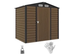 Abrigo De Ferramenta Aço Galvanizado Cor Cor De Carvalho 190x132x187 Cm Outsunny