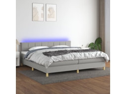 Vidaxl Cama Box Spring C/ Colchão E Led 200x200 Cm Tecido Cinza-claro