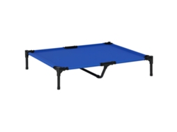 Cama Elevada Cães Estrutura Metal Tecido Oxford Exterior 92x76x18 Azul