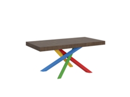Mesa Extensível 200/460x90 Cm Volantis Nogueira Pernas Multicoloridas 4/b Itamoby