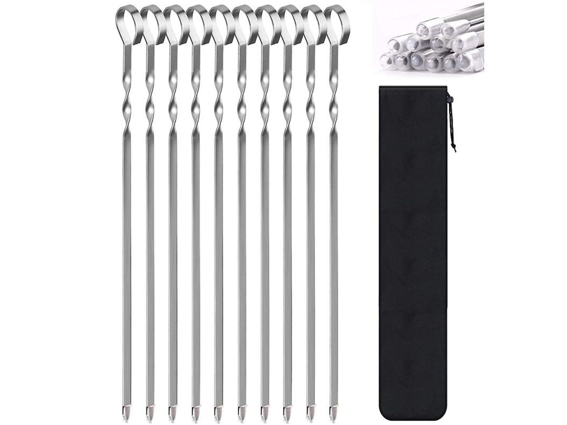 Pinchos De Barbacoa De Acero Inoxidable Planos Reutilizables Para Fiesta 2025
