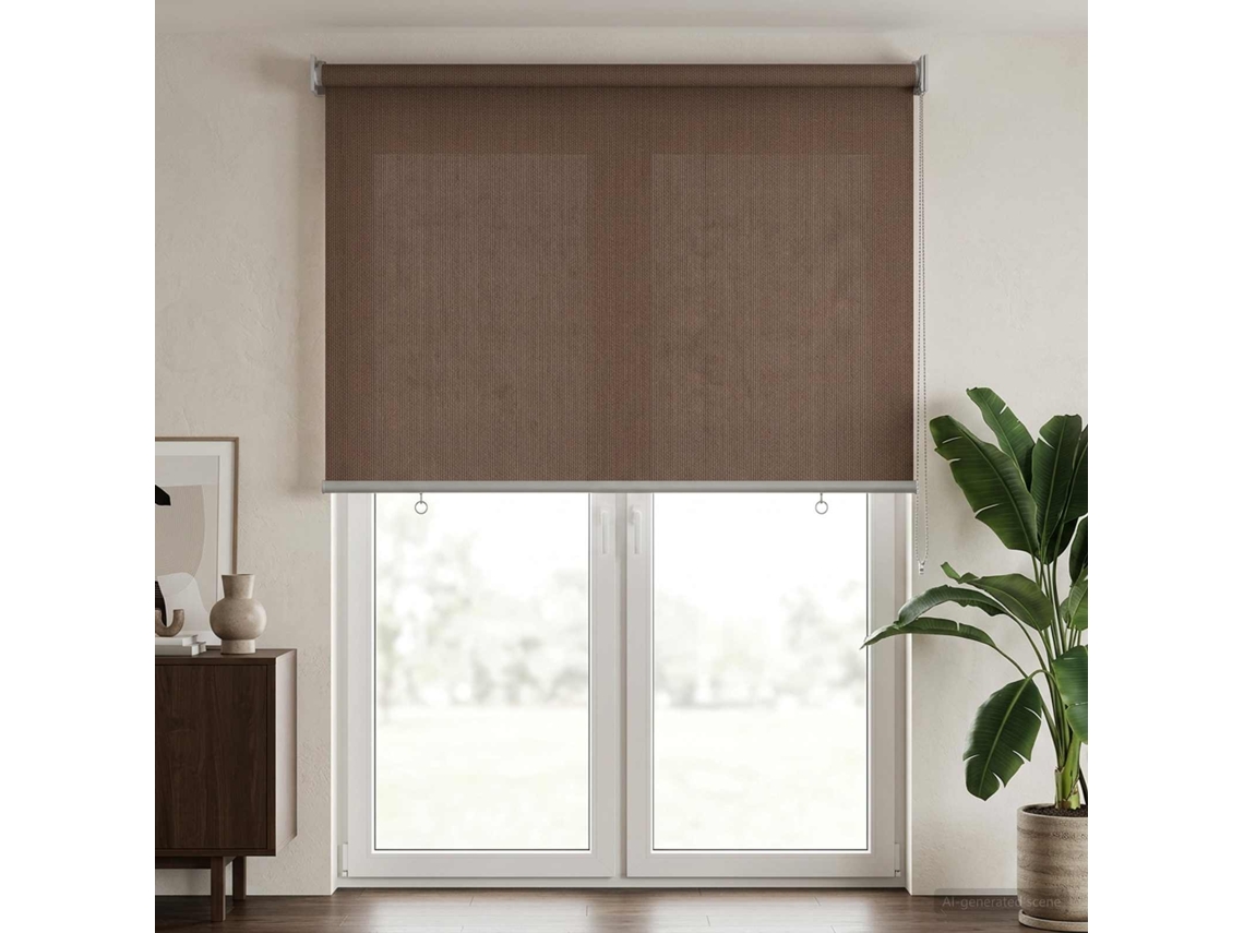 Vidaxl Persiana Rolô Externa Com Bloco De 90% Uv Cinzento-acastanhado