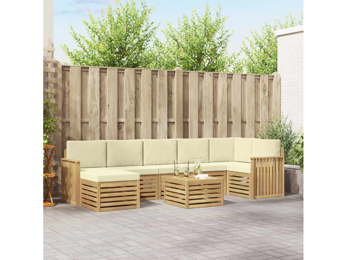 Vidaxl Conjunto De Sofás Para Exterior 8 Unid. Branco E Creme