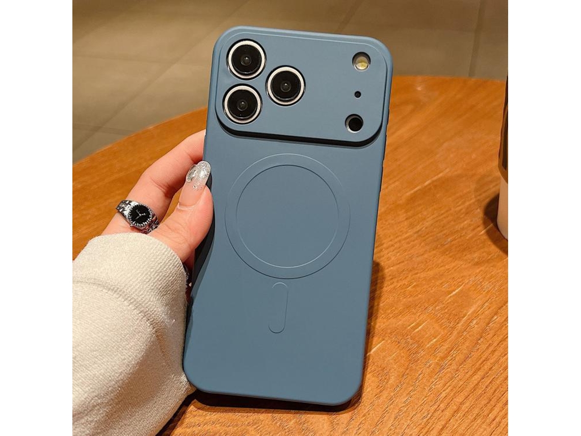 Capa Magsafe Para Iphone 17 Pro Max - Silicone Líquido Com Cor Sólida | Magnética - Cinza-lavanda