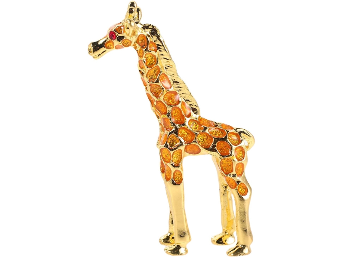 Estatueta Girafa Zinco Amarelo Estátua Detalhada Robusta Incrustações Strass Decoração Elegante Coleção GOKOCO