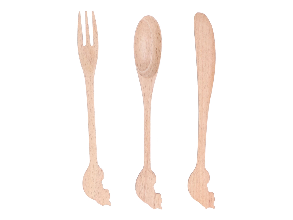 Conjunto de Utensílios de Madeira LAXISCREED 3 Peças