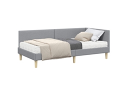 Conjunto de 2 Estruturas de Cama de Canto com Colchão Cinzento Claro MAISON EXCLUSIVE (não especificado)