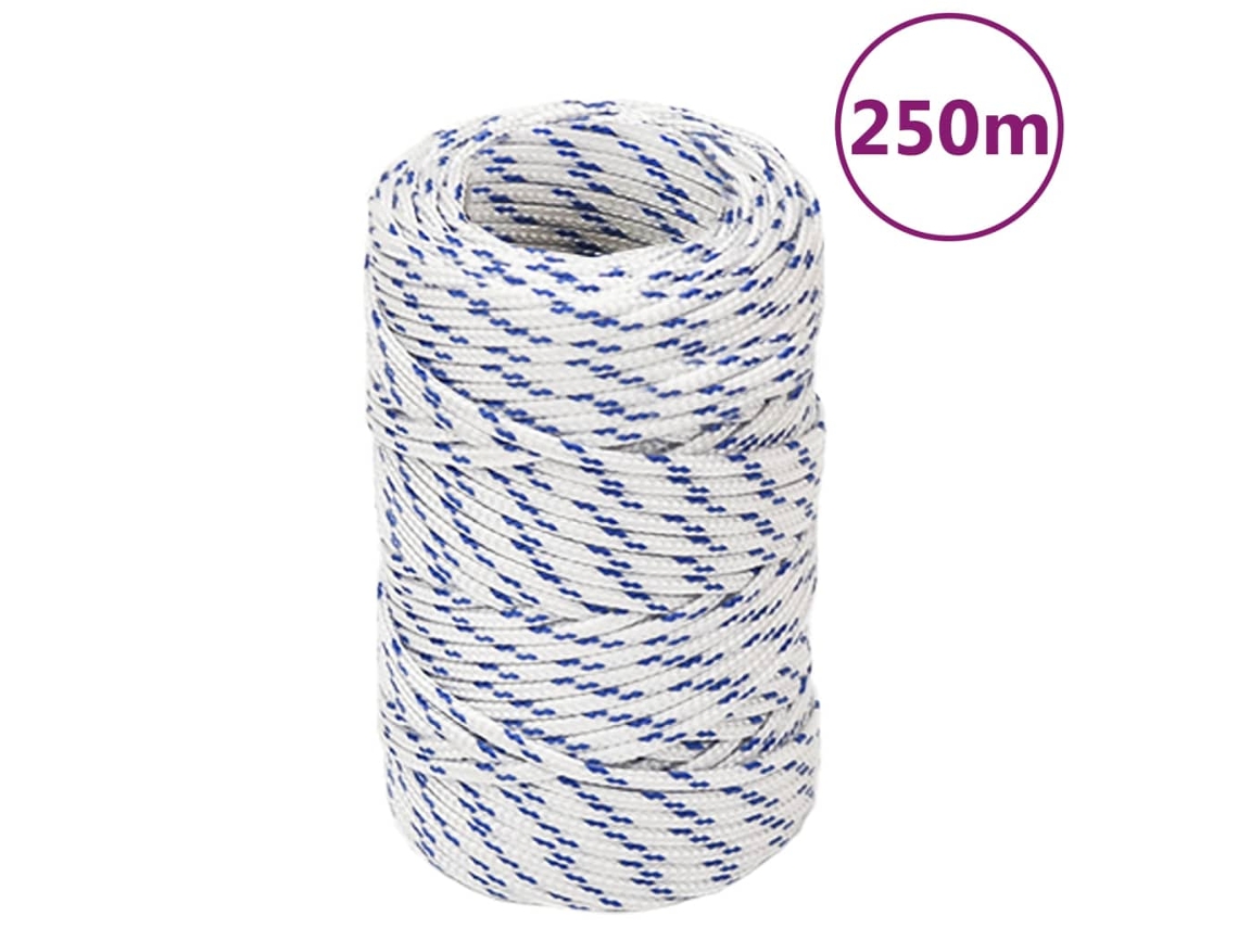 Vidaxl Corda De Barco 2 Mm 250 M Polipropileno Branco