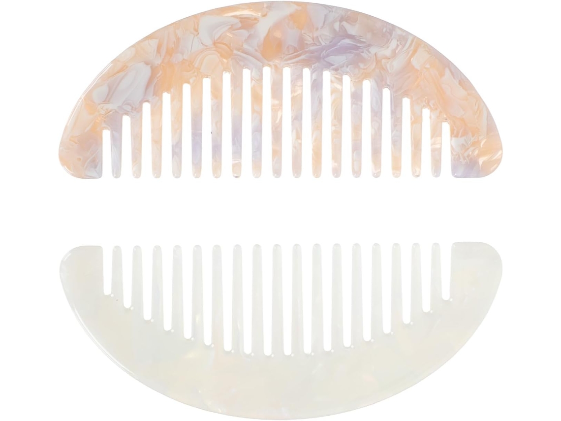 Conjunto De 2 Mini Pentes Retrô De Acetato Com Dentes Largos Para Penteados Em Casa.