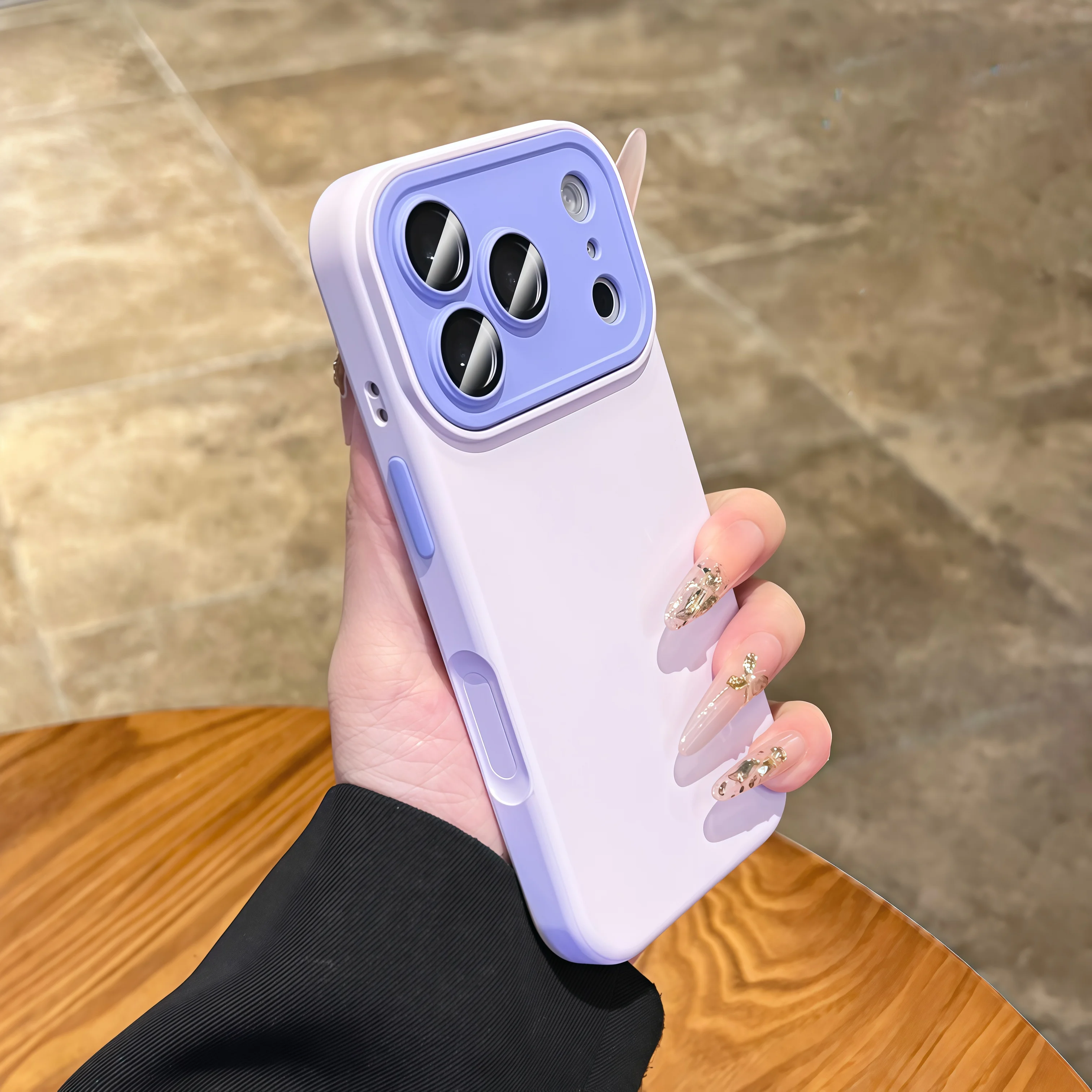 Capa Protetora Para Câmera (roxa) Para Iphone 16 Pro Max, Capa De Silicone Macia Fosca À Prova De Choque.