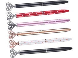 Conjunto De 6 Canetas Esferográficas Metal Com Motivo Coração, Ideais