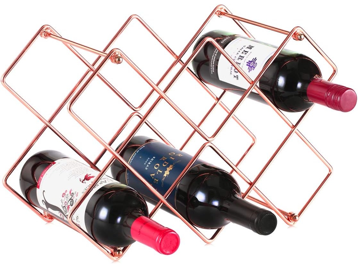 Suporte para Vinho de Bancada – 10 Garrafas Armazenamento Branco Tinto Independente Metal UISAVE