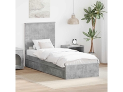Vidaxl Cama com Armazenamento Cinzento 75 X 190 Cm Madeira Processada