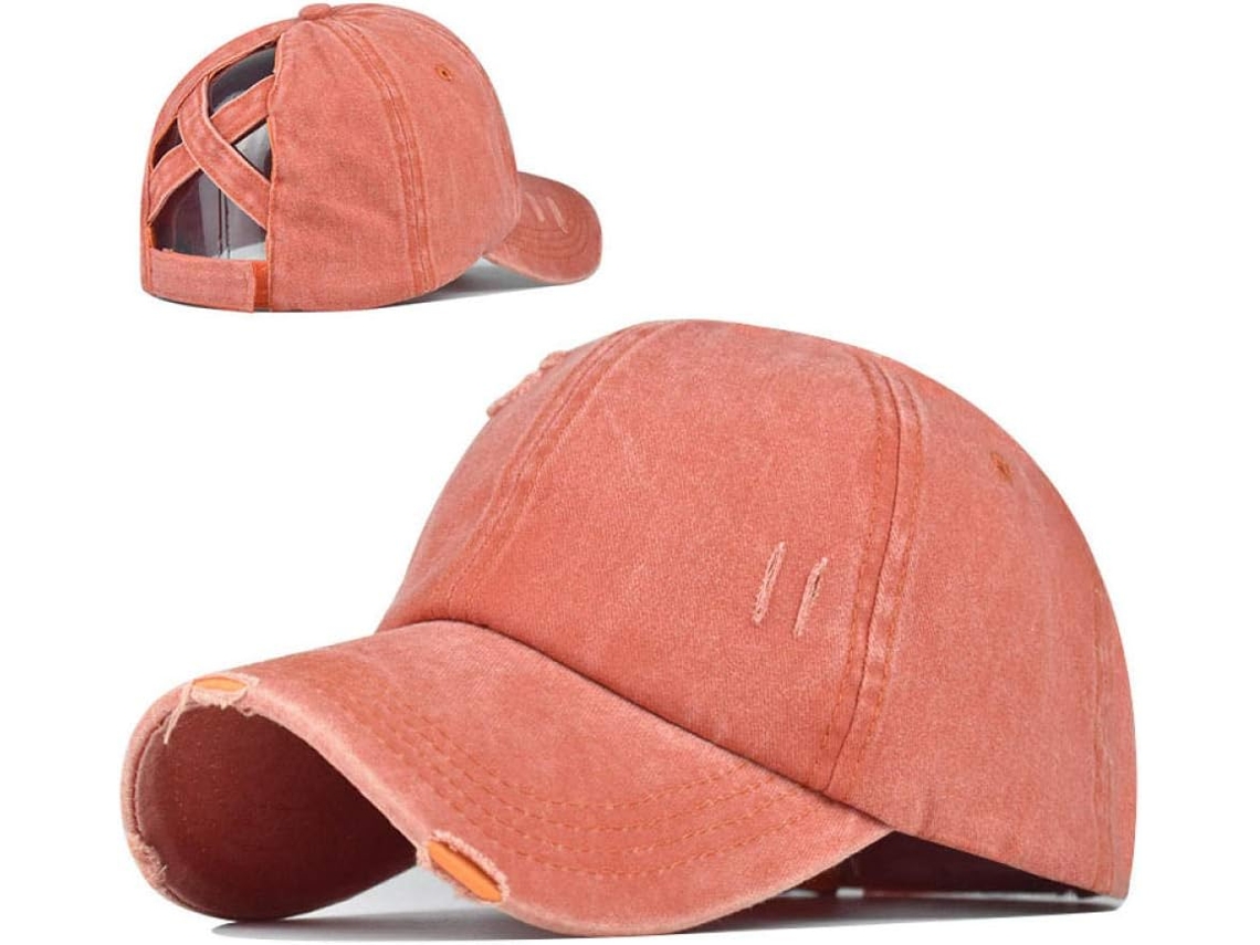 Boné Masculino, Chapéu Feminino, de Beisebol Ajustável com Abertura para Rabo Cavalo em Algodão Lavado Alta