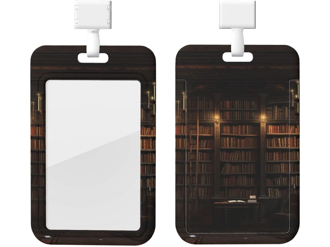 Suporte para Biblioteca Crachá, Biblioteca Misteriosa, Protetor Vertical com Cordão, Revestimento Plástico Impermeável, Suporte