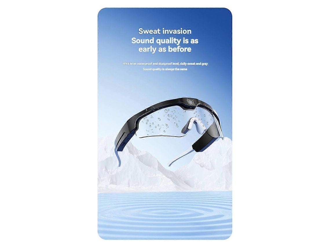 Óculos de Sol Esportivos Inteligentes com Bluetooth, Câmera e Suporte para Camping, Lentes Polarizadas, Armação Branca Transparente