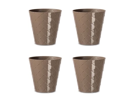 Palmeira Conjunto de 4 Vasos Decorativos Redondos de 16 cm com Textura. cinza ARECA
