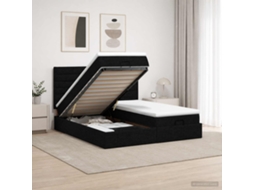 Vidaxl Cama Ottoman Com Colchão E Led Preto 180 X 200 Cm Tecido