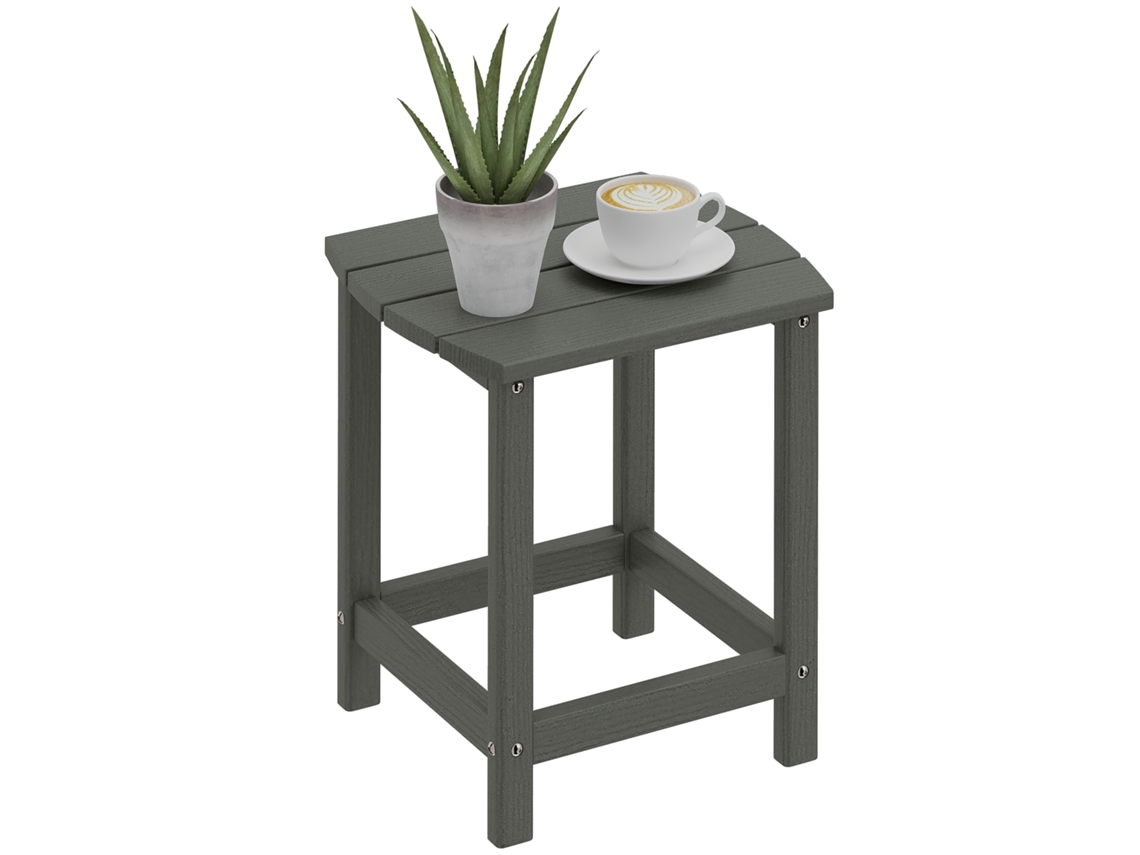 Mesa de jardim em HDPE resistente às intempéries ZENCORE SERVICES cinza 48x37x46 cm