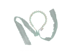 Tiara De Cabelo Elegante Com Fita De Lace, Ribbon E Pérolas Brilhantes Para Casamentos E Festas