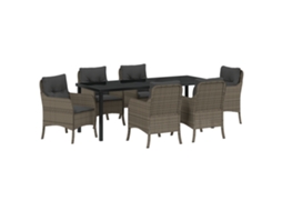 Conjunto 7 Conjunto De Jardim Vidaxl Cinzento Vime Pe (200 X 80 X 73 Cm)