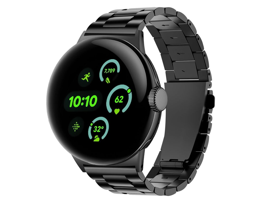 Pulseira para Google Pixel Watch 1/2, resistente e em aço inoxidável, 41 mm (preto) czhhmart