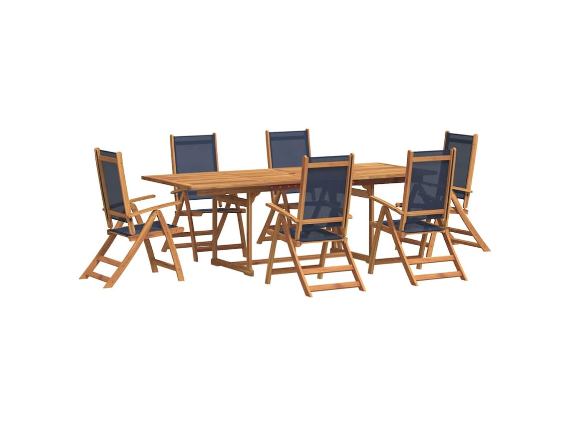Maison Exclusive - 7 Pcs Conjunto De Jantar Para Jardim Acácia Maciça E Textilene