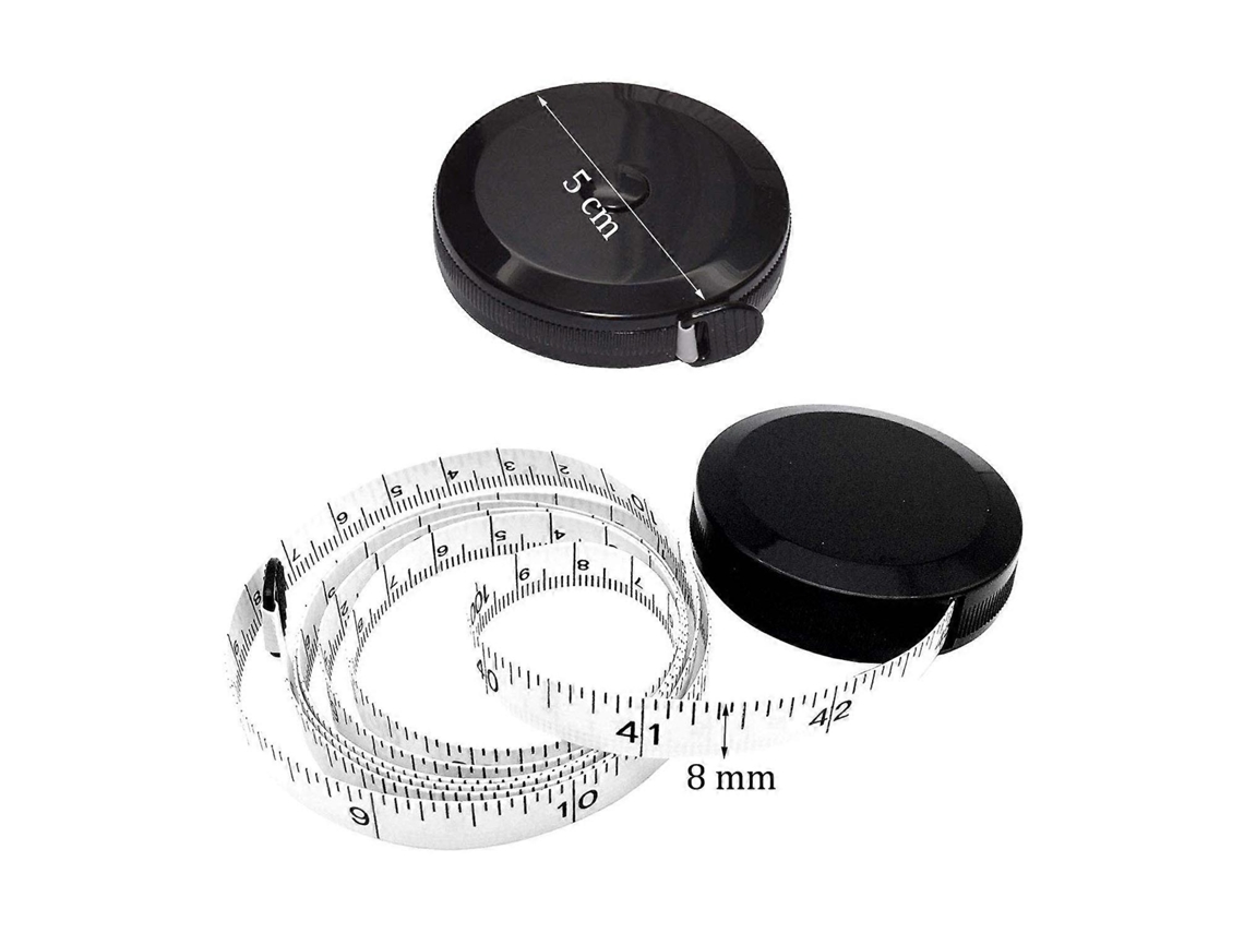 2 Cintas Métricas Suaves Retráctiles para Medir Cuerpo, Costura Y Manualidades, 60 Pulgadas 150cm, Negras