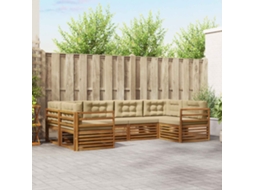 Vidaxl Conjunto De Sofás Para Exterior 6 Unid. Natural E Bege
