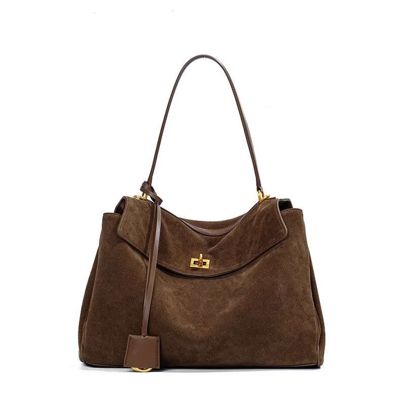 (bx6128-café Claro) Bolsa Feminina De Luxo De Grife, Feita De Couro De Camurça Bovino.