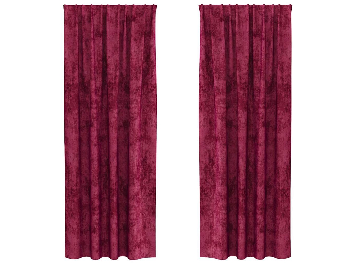 Conjunto 2 Cortinas De Veludo Vidaxl Vermelho Veludo (225 X 140 Cm)