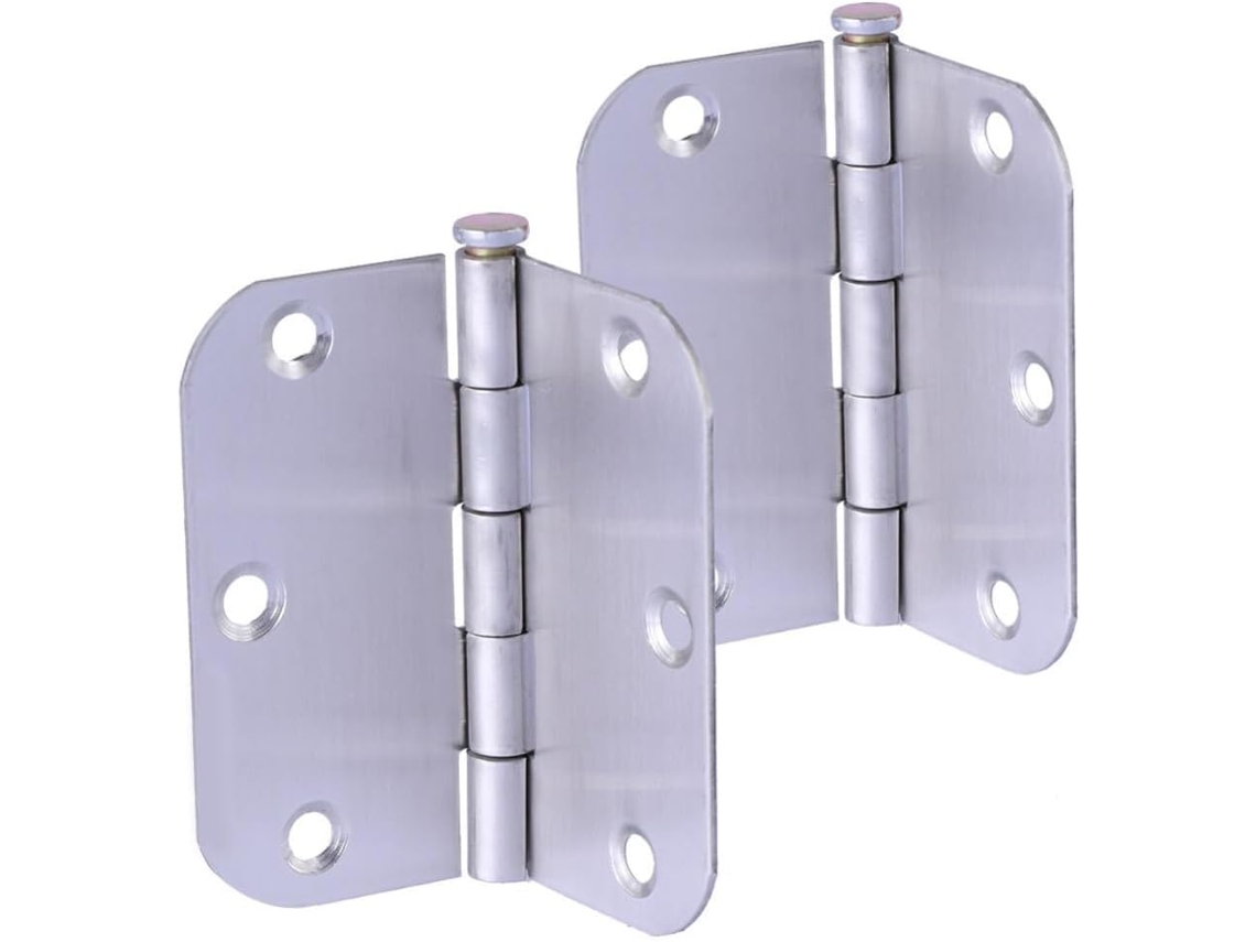 Conjunto De 2 Dobradiças Reforçadas Em Aço Inoxidável Prateado Com Fixação Estável.