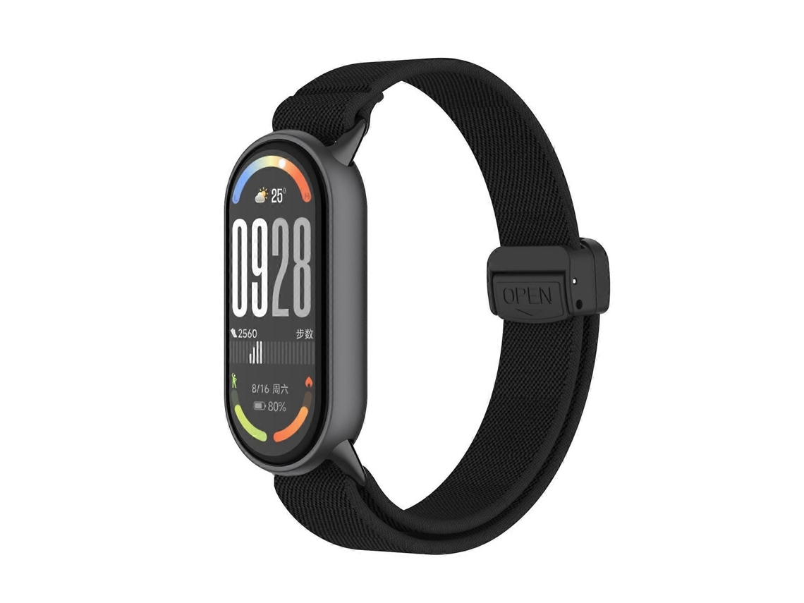 Pulseira De Nylon Elástica Com Fivela Magnética De Metal Para Xiaomi Smart Band 10/9/8