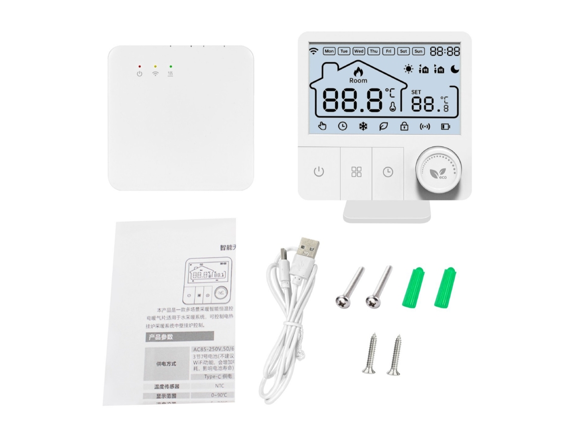 Termostato De Aquecimento Elétrico Wifi Tuya, Com Programação Inteligente E Controle De Temperatura Estável.